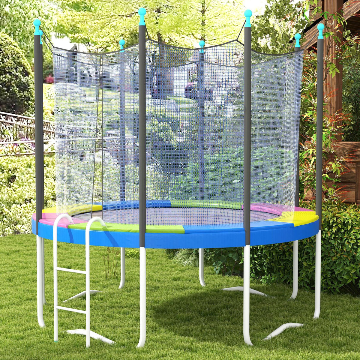 HOMCOM Couvre-ressort trampoline dia. 244 cm PVC PE haute densité rembourrage 15 mm multicolore