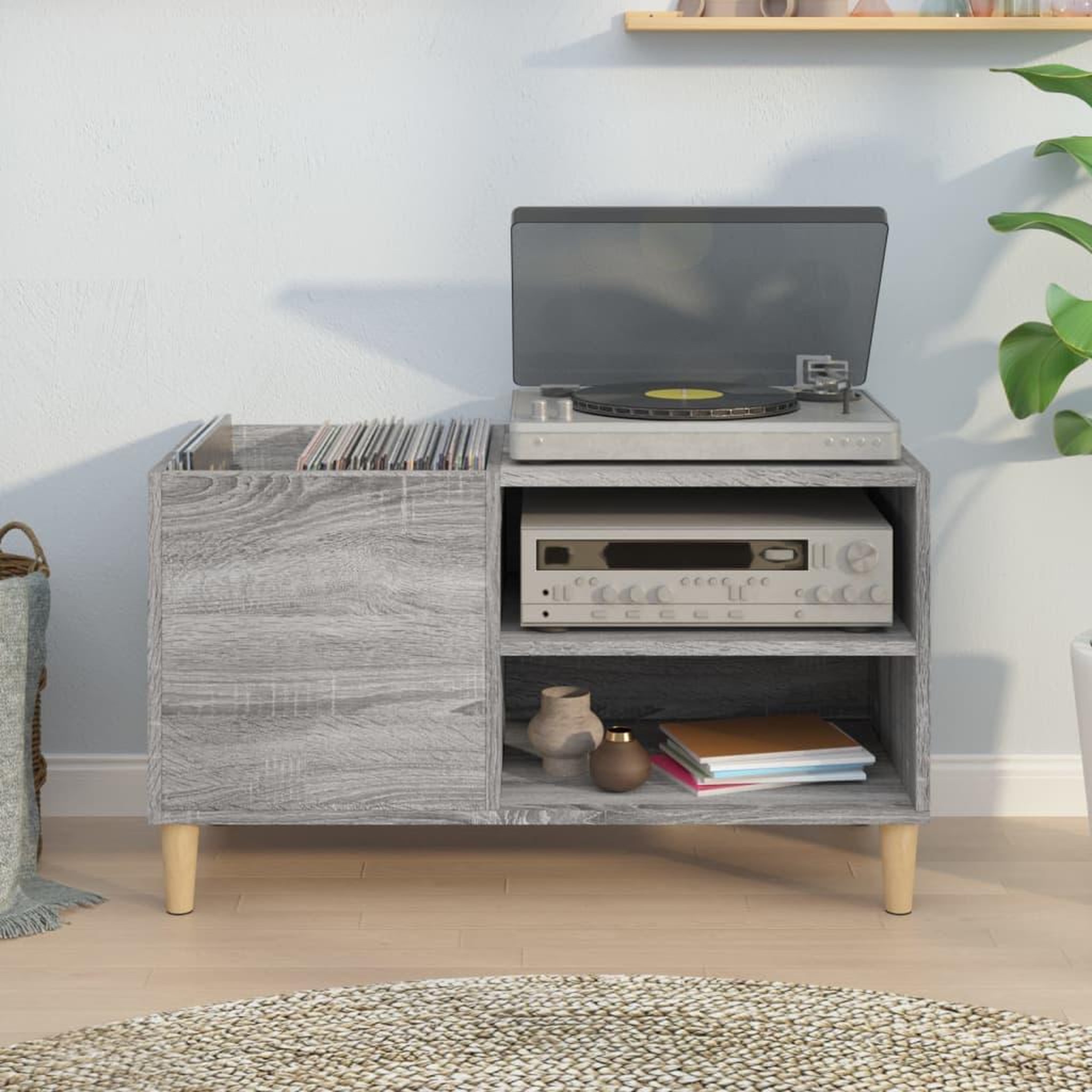 Voir la diapositive 3 : VIDAXL Armoire a disques sonoma gris 84,5x38x48 cm bois d'ingenierie