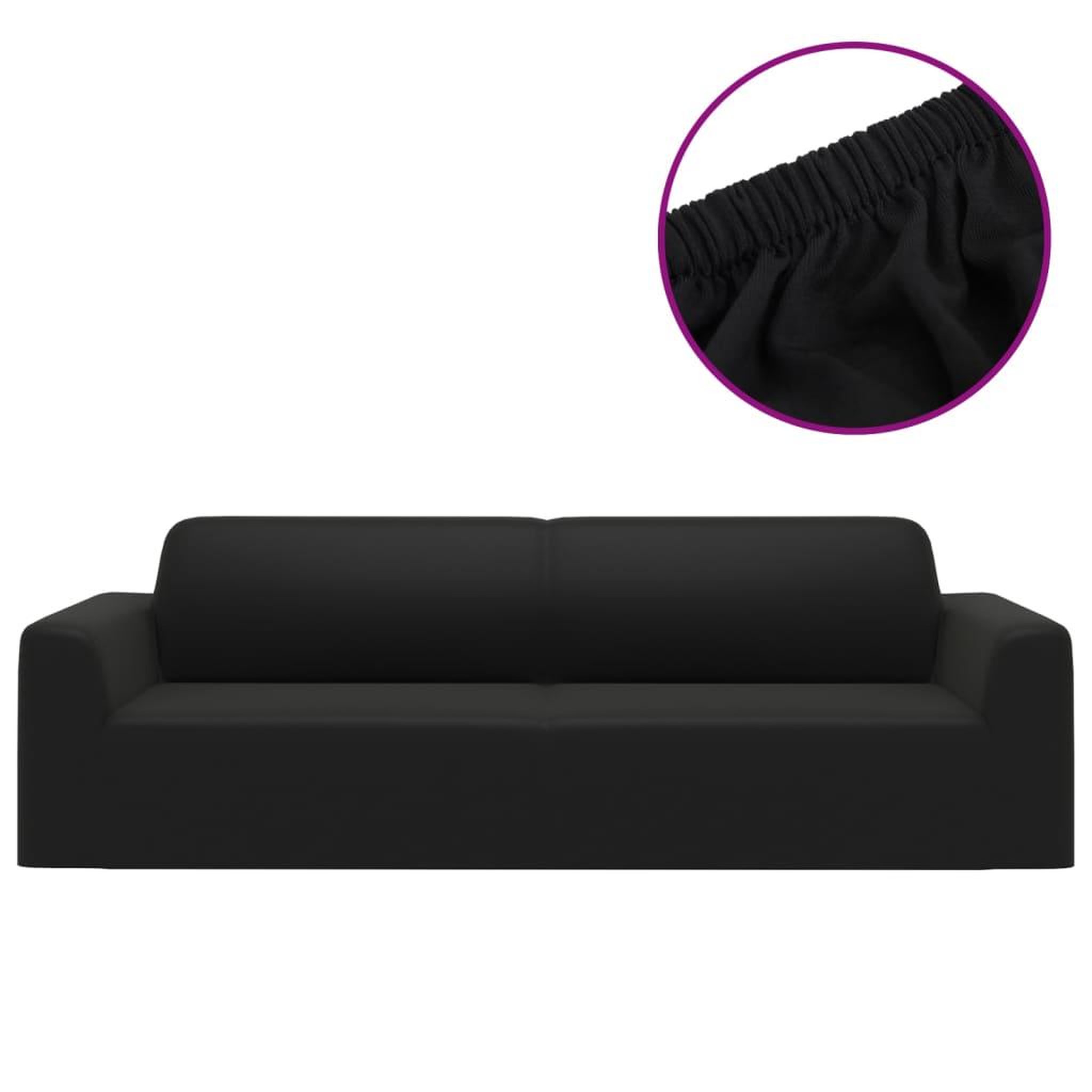 Voir la diapositive 2 : VIDAXL Housse extensible de canape 2 places Creme Jersey de polyester