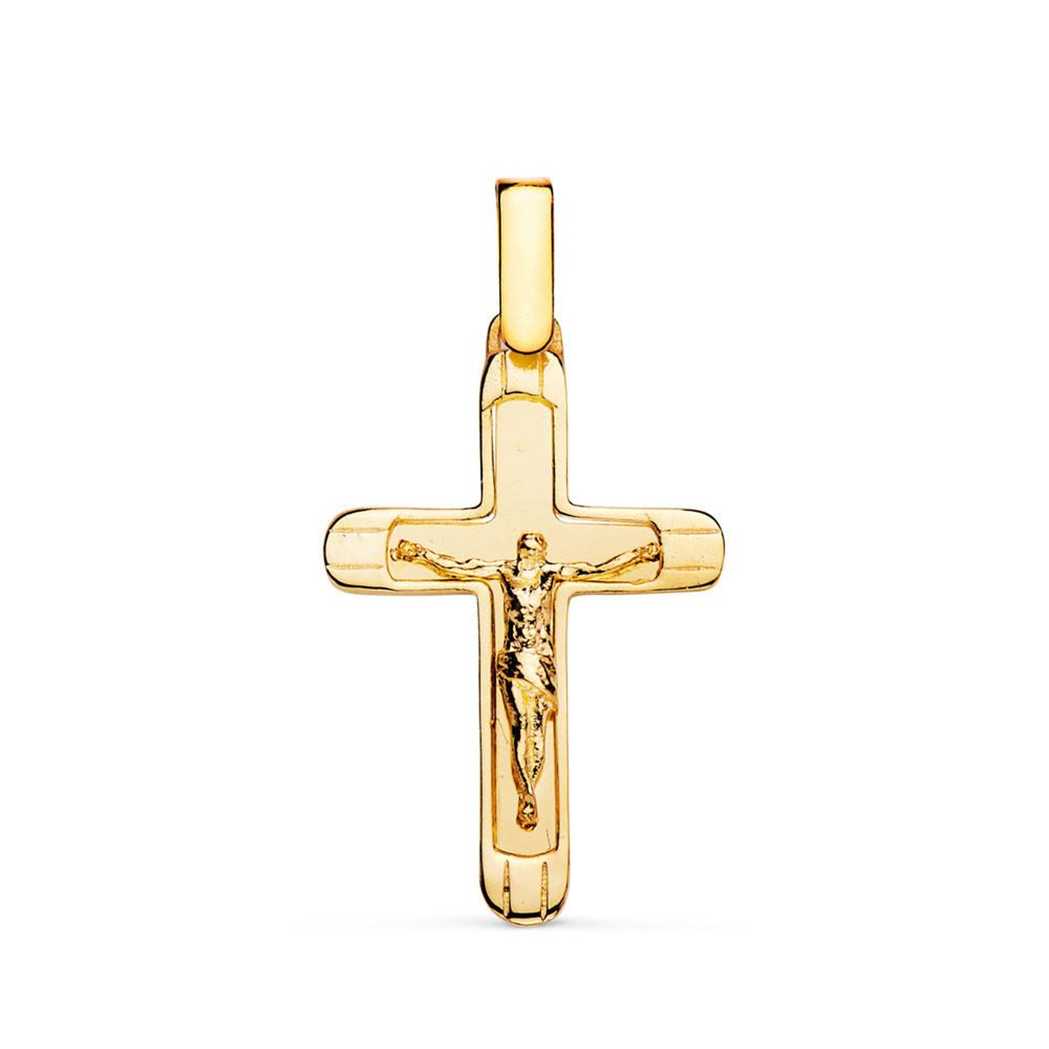 L'ATELIER D'AZUR Pendentif  - Médaille Christ sur la Croix Or 18 Carats 750 Jaune - Chaines Offertes