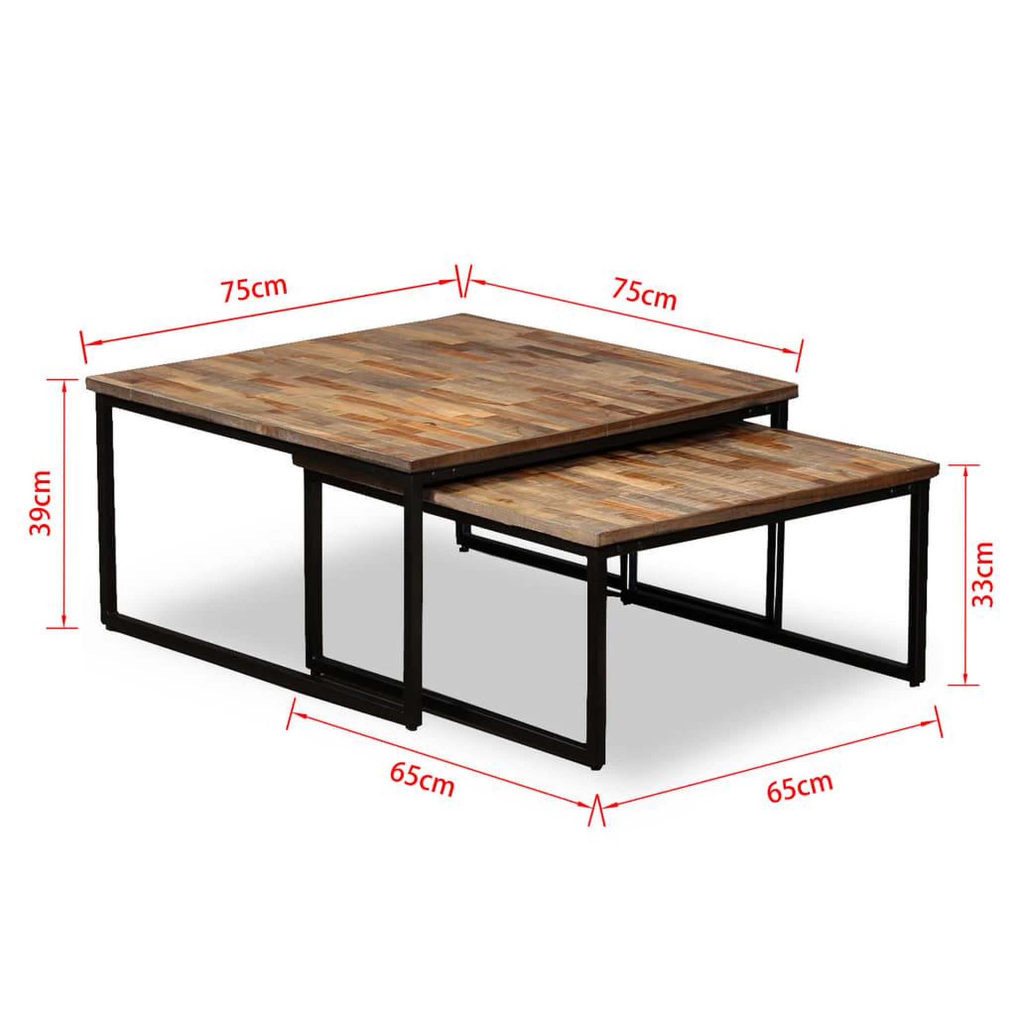 Voir la diapositive 6 : VIDAXL Ensemble de table basse gigogne 2 pcs Teck massif recuperation