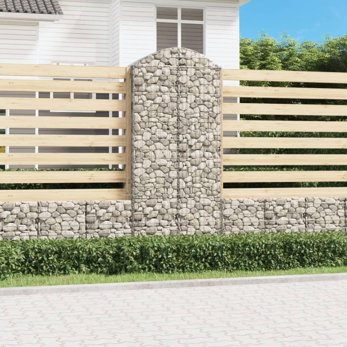 VIDAXL Panier de gabions arque 100x50x220/240 cm Fer galvanise