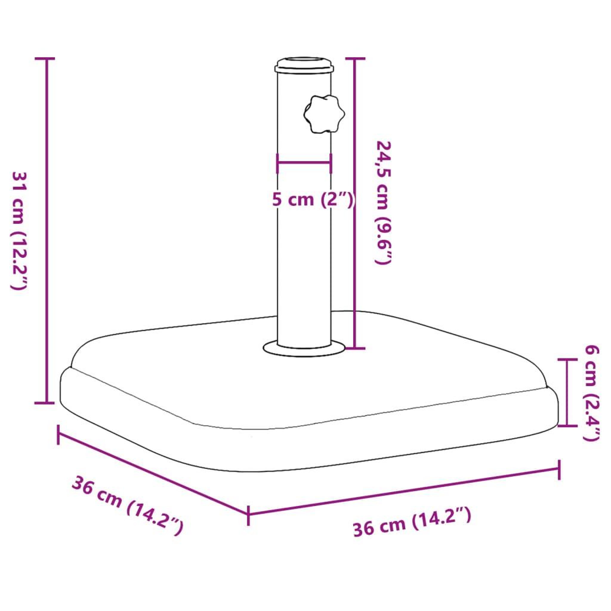 Voir la diapositive 6 : VIDAXL Base de parasol pour mats Ø32/35/38 mm 11 kg carre