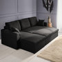 Voir la diapositive 3 : SWEEEK Canapé d'angle convertible en tissu noir - IDA - 3 places. fauteuil d'angle réversible coffre rangement lit modulable