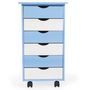 Voir la diapositive 5 : tectake Caisson de bureau à roulettes en bois bleu