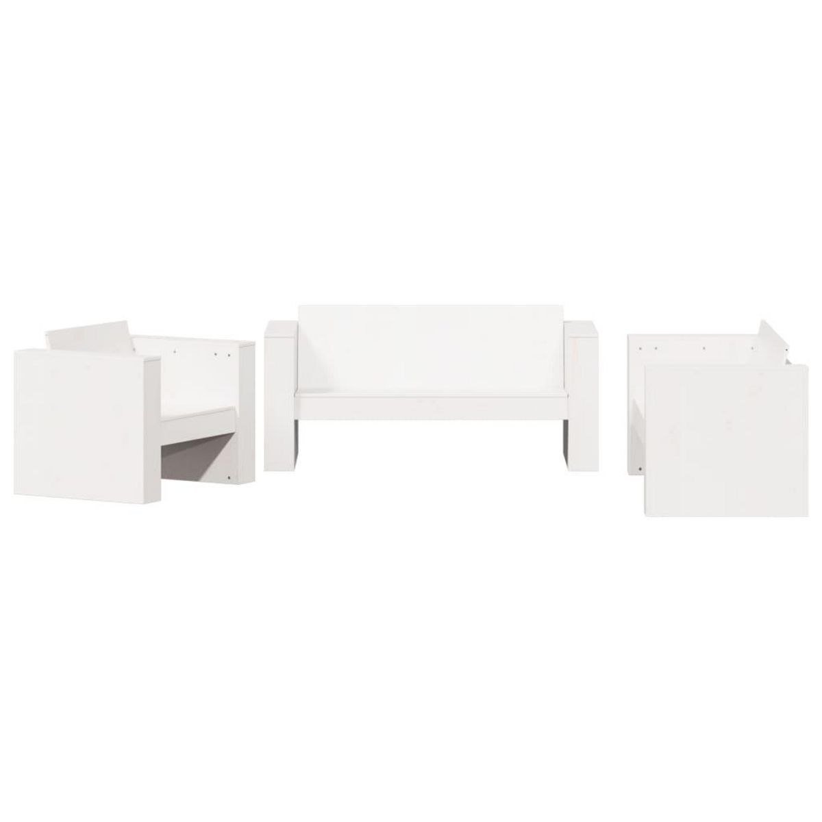 VIDAXL Salon de jardin 2 pcs blanc bois de pin massif