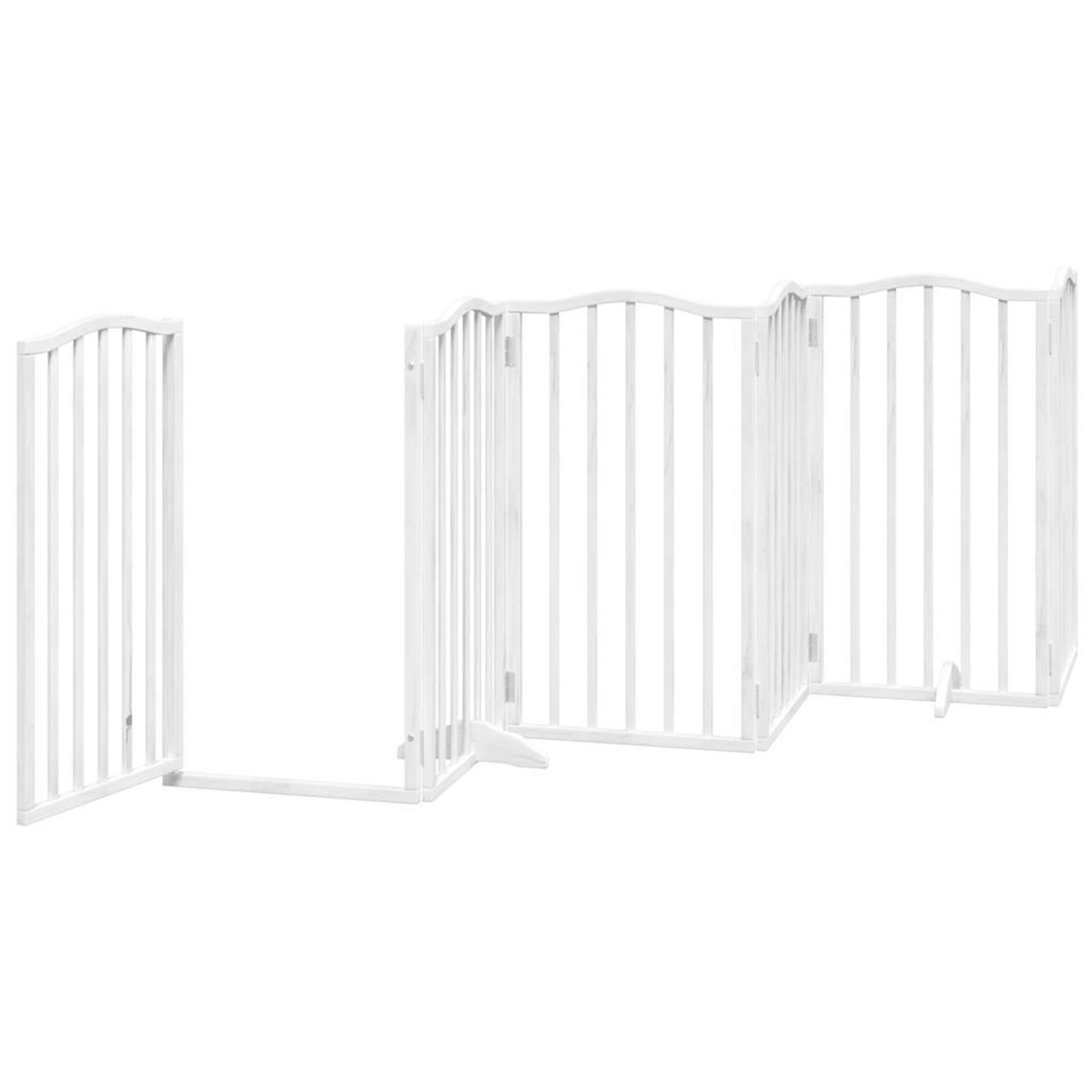 Voir la diapositive 4 : VIDAXL Barriere pour chiens et porte 6 panneaux blanc bois de peuplier