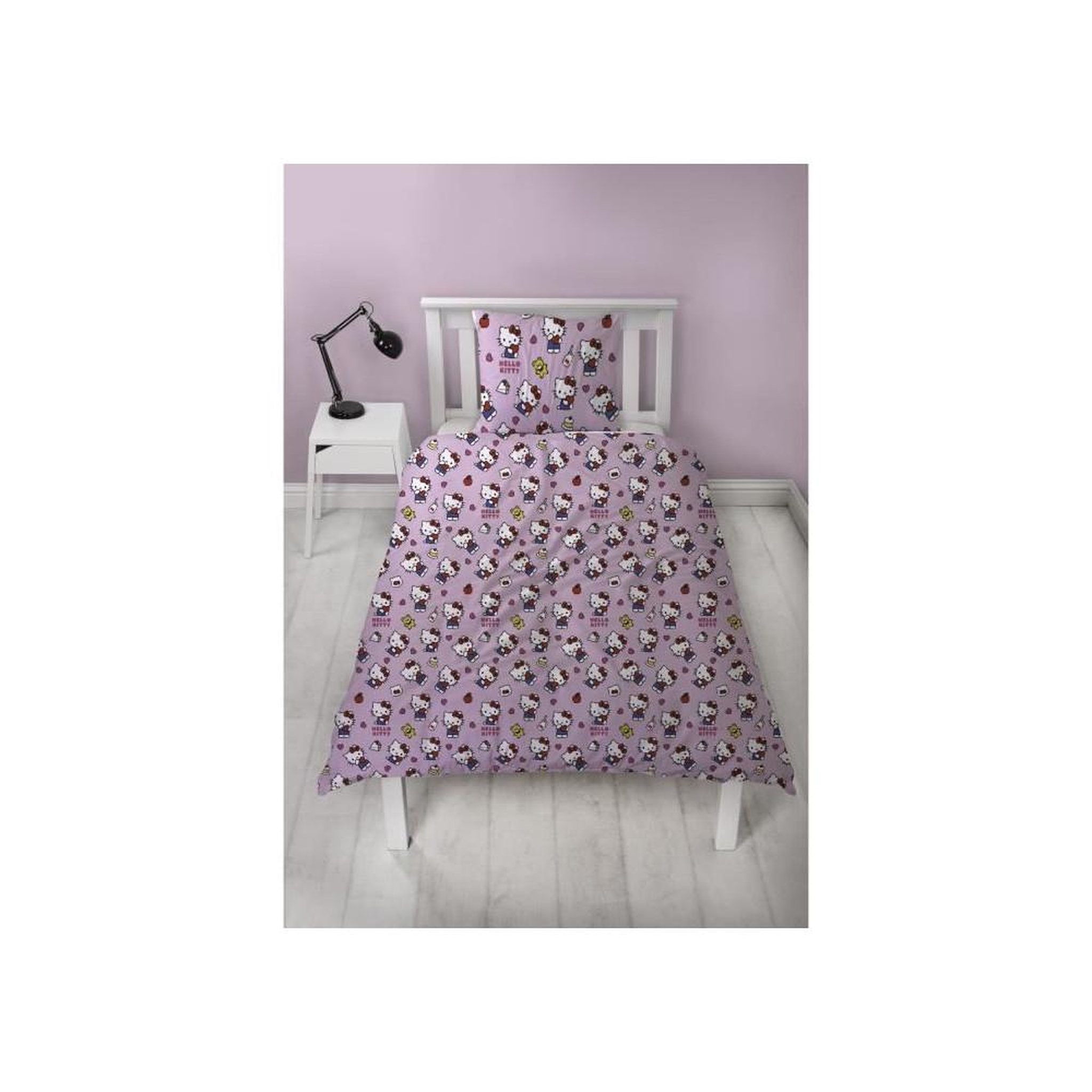 Voir la diapositive 4 : HELLO KITTY Parure de lit réversible - HELLO KITTY - Microfibre - 1 housse de couette 140 x 200 cm + 1 taie 63 x 63 cm