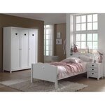 Paris Prix Pack - Lit Enfant, Sommier, Chevet & Armoire  Amori  90x200cm Blanc