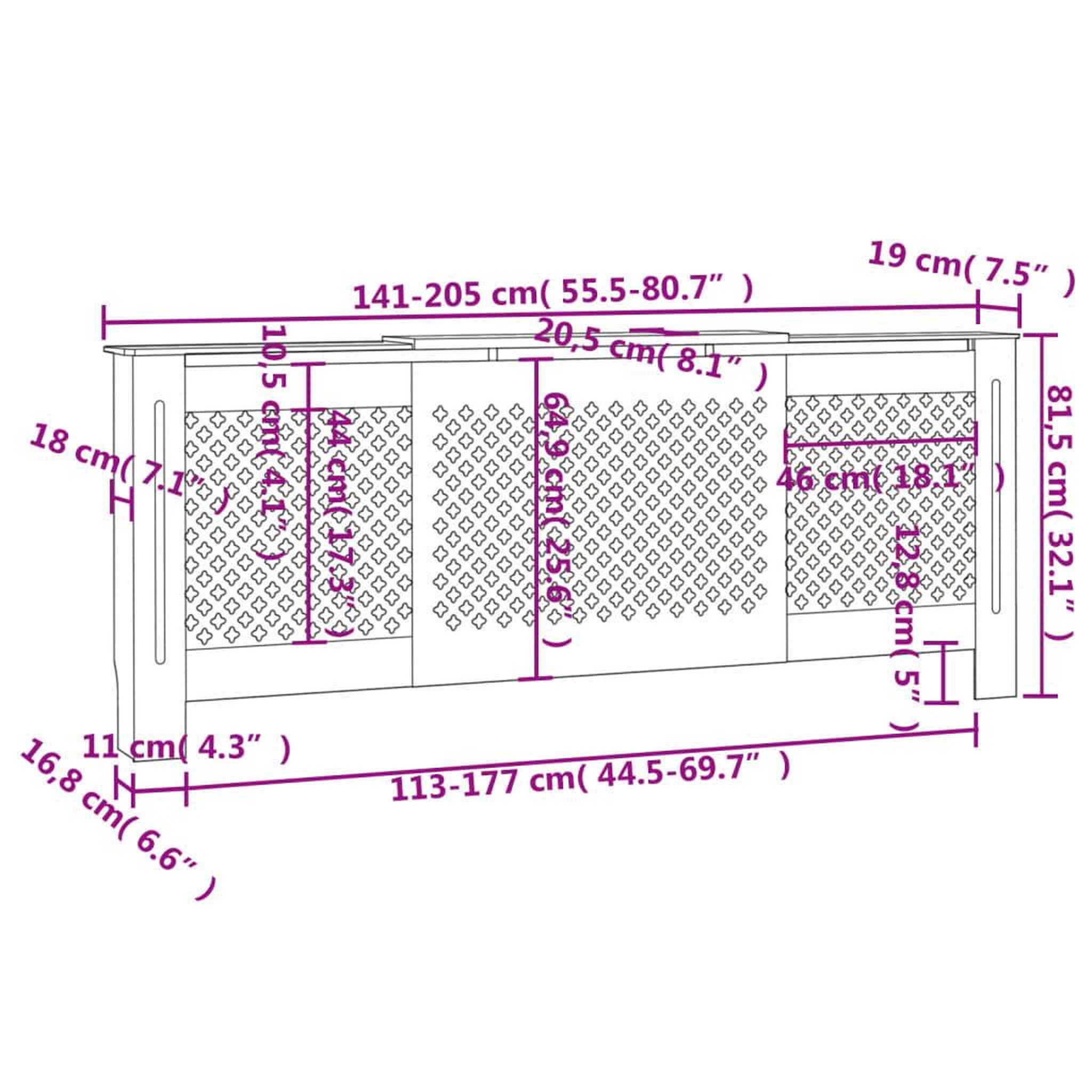 Voir la diapositive 6 : VIDAXL Cache-radiateur MDF Noir 205 cm