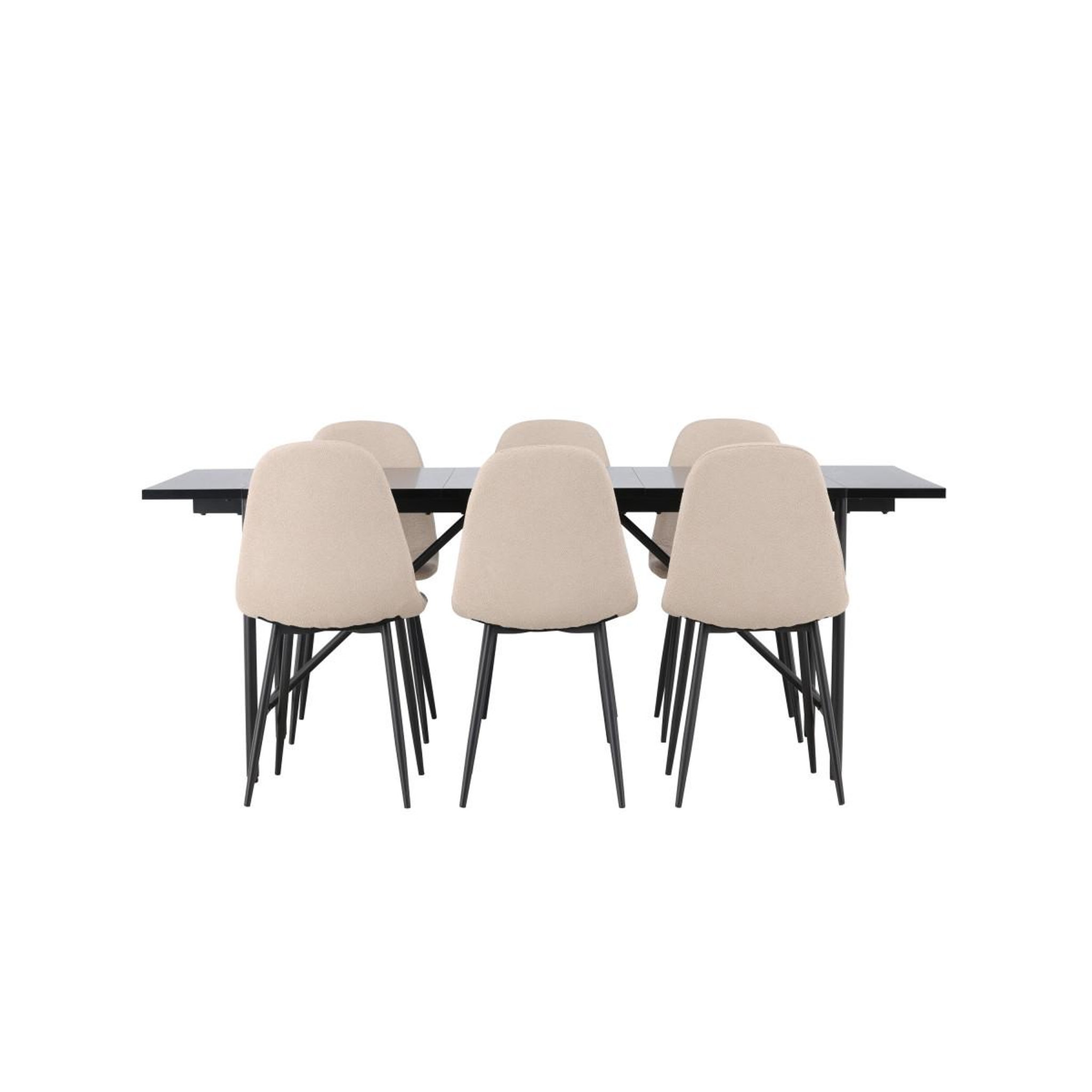 Voir la diapositive 2 : Paris Prix Ensemble table à manger & 6 chaises  astrid & polar  200cm noir & beige