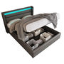 Voir la diapositive 1 : MERAX Lit coffre avec sommier et LED PU