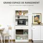 Voir la diapositive 4 : HOMCOM HOMCOM Armoire de cuisine contemporaine multi-rangement 4 portes tiroir coulissant et grand plateau dim. 74L x 39l x 183H cm panneaux particules MDF blanc
