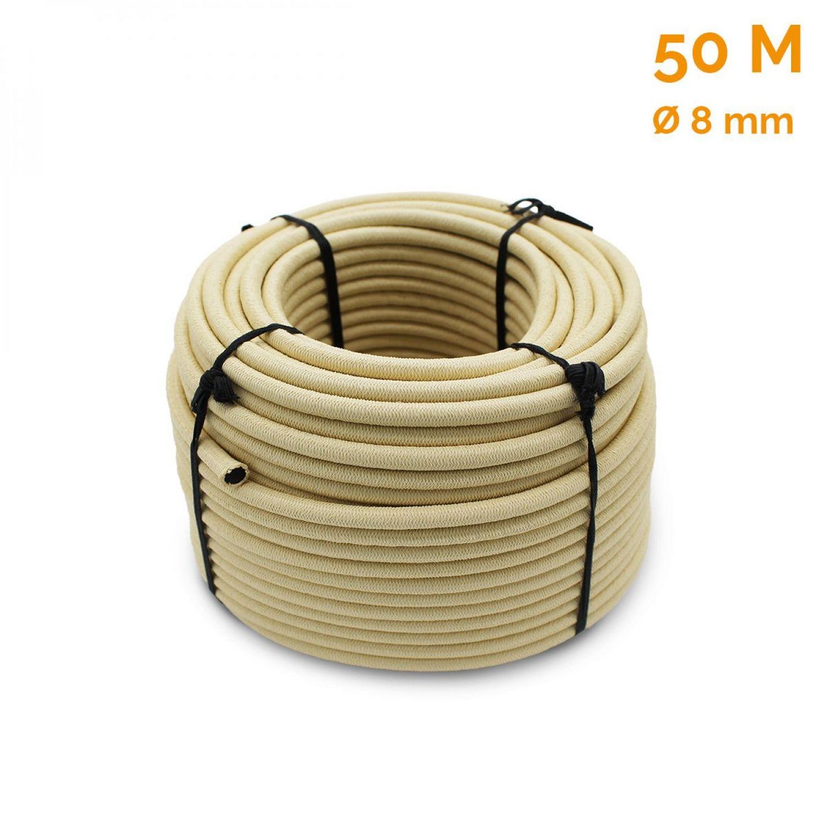 LINXOR Bobine, rouleau de tendeur élastique - 50 mètres x 8 mm - Beige