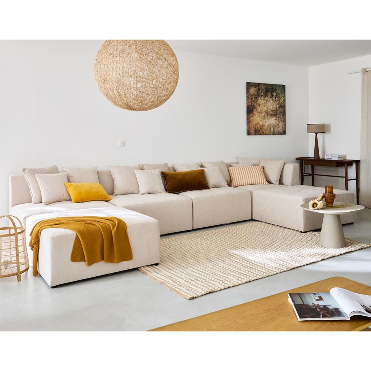 LISA DESIGN Amalfi - canapé modulable panoramique en u - 7 places - en tissu