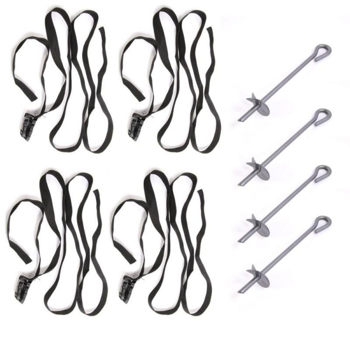 JUMP4FUN Kit de Fixation Trampoline 4Pcs - Ancrage - Kit Universel pour toutes les marques de Trampolines