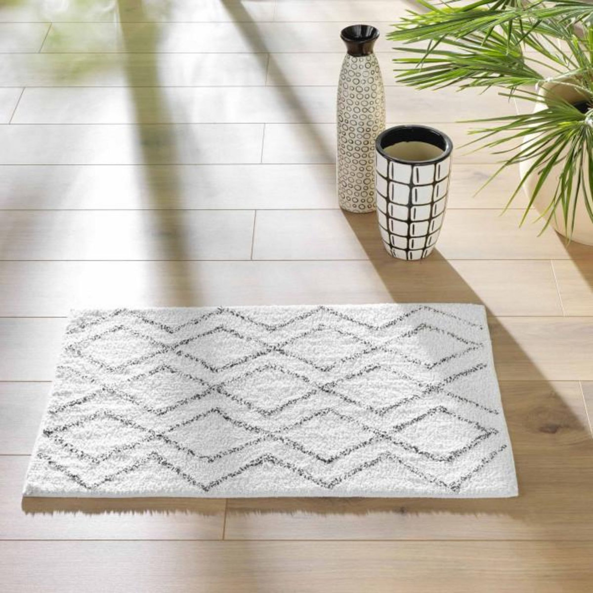 Paris Prix Tapis Déco Imprimé  Emya  50x80cm Blanc & Gris