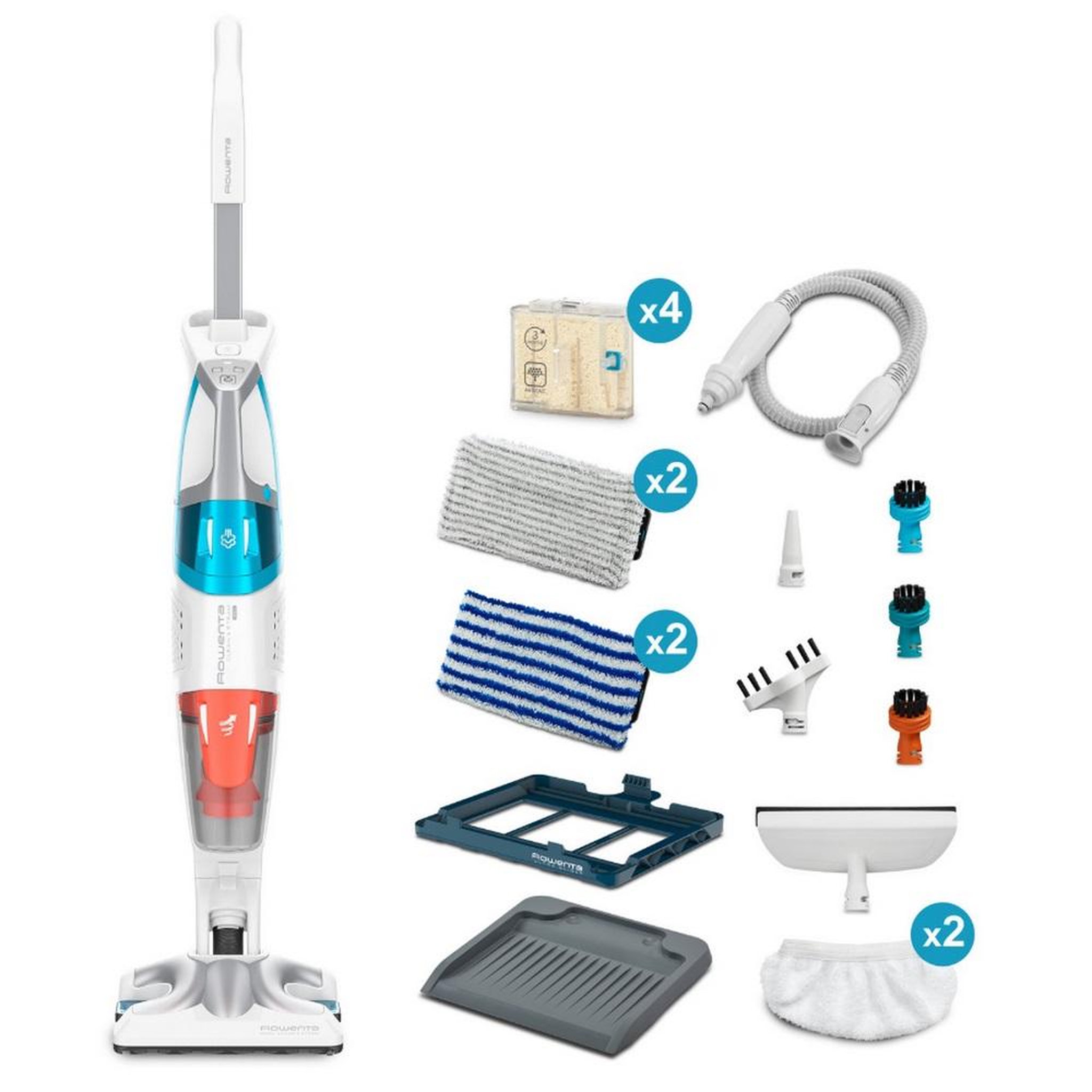ROWENTA Aspirateur balai vapeur 2en1 filaire 1700w blanc/bleu - ry8544wh