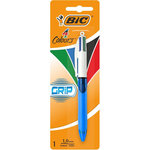 BIC Stylo bille 4 couleurs rétractable pointe moyenne GRIP bleu