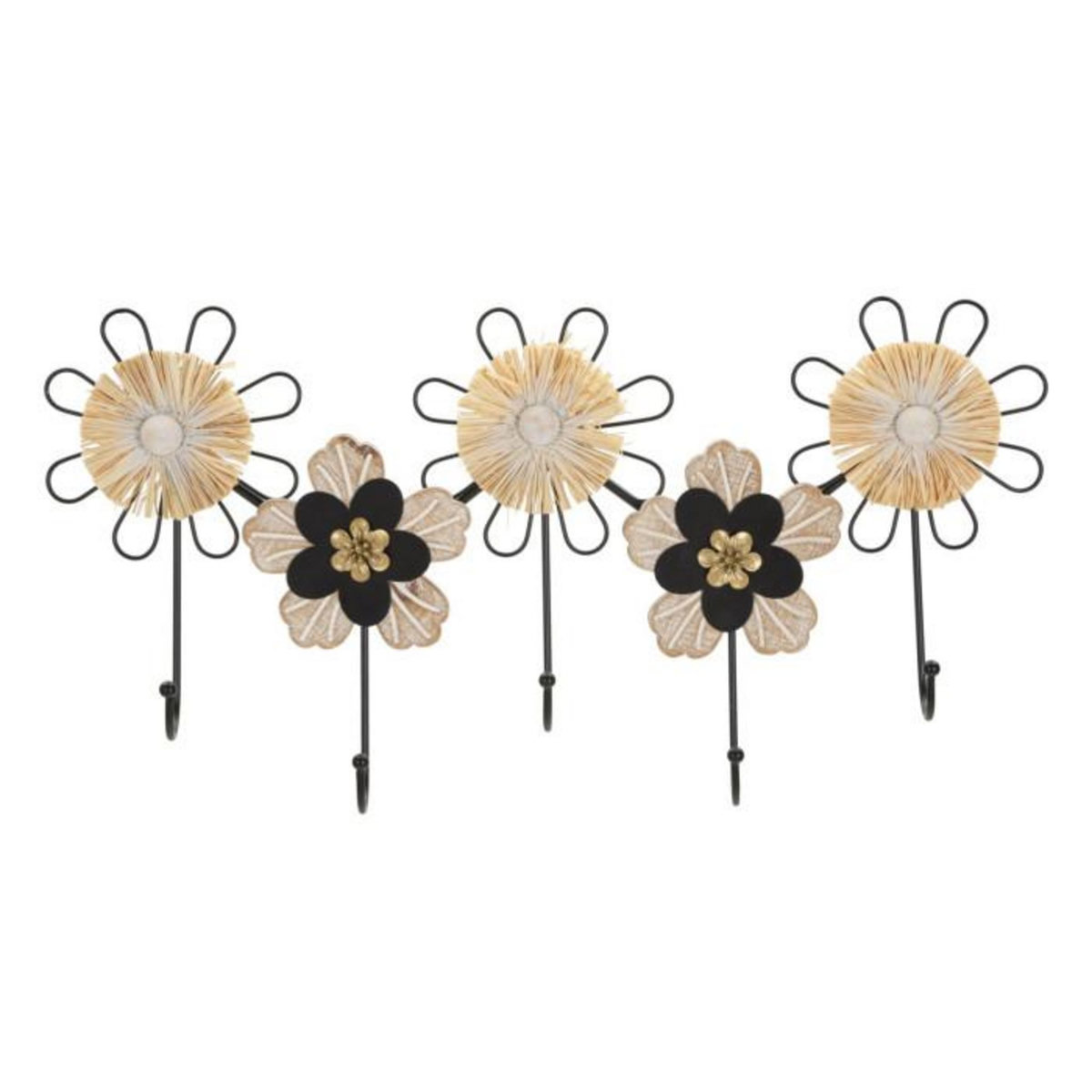 Paris Prix Patère Murale Design 5 Crochets  May  61cm Noir & Naturel