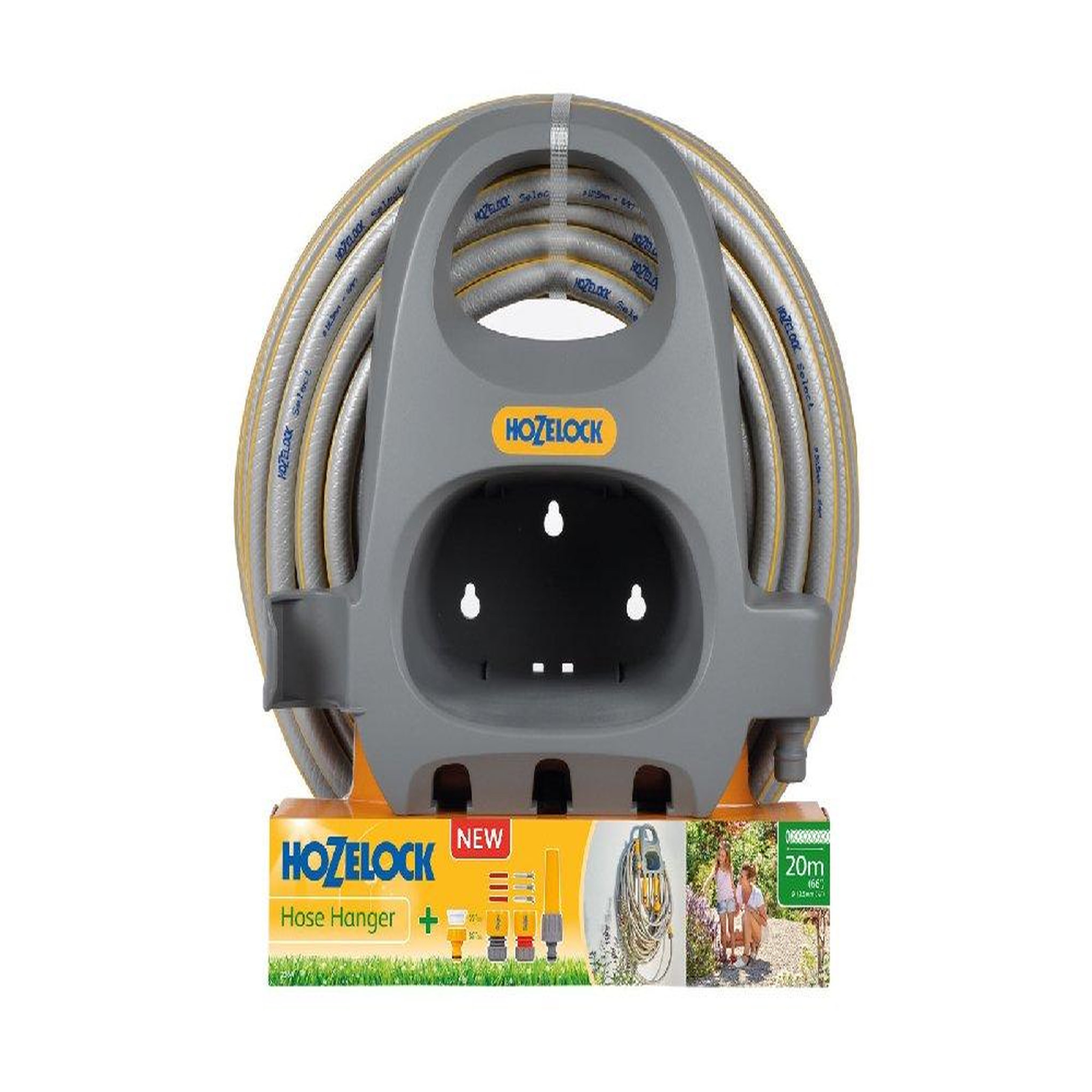 Hozelock Porte tuyau à fixation murale + 20m de tuyau de jardin SELECT