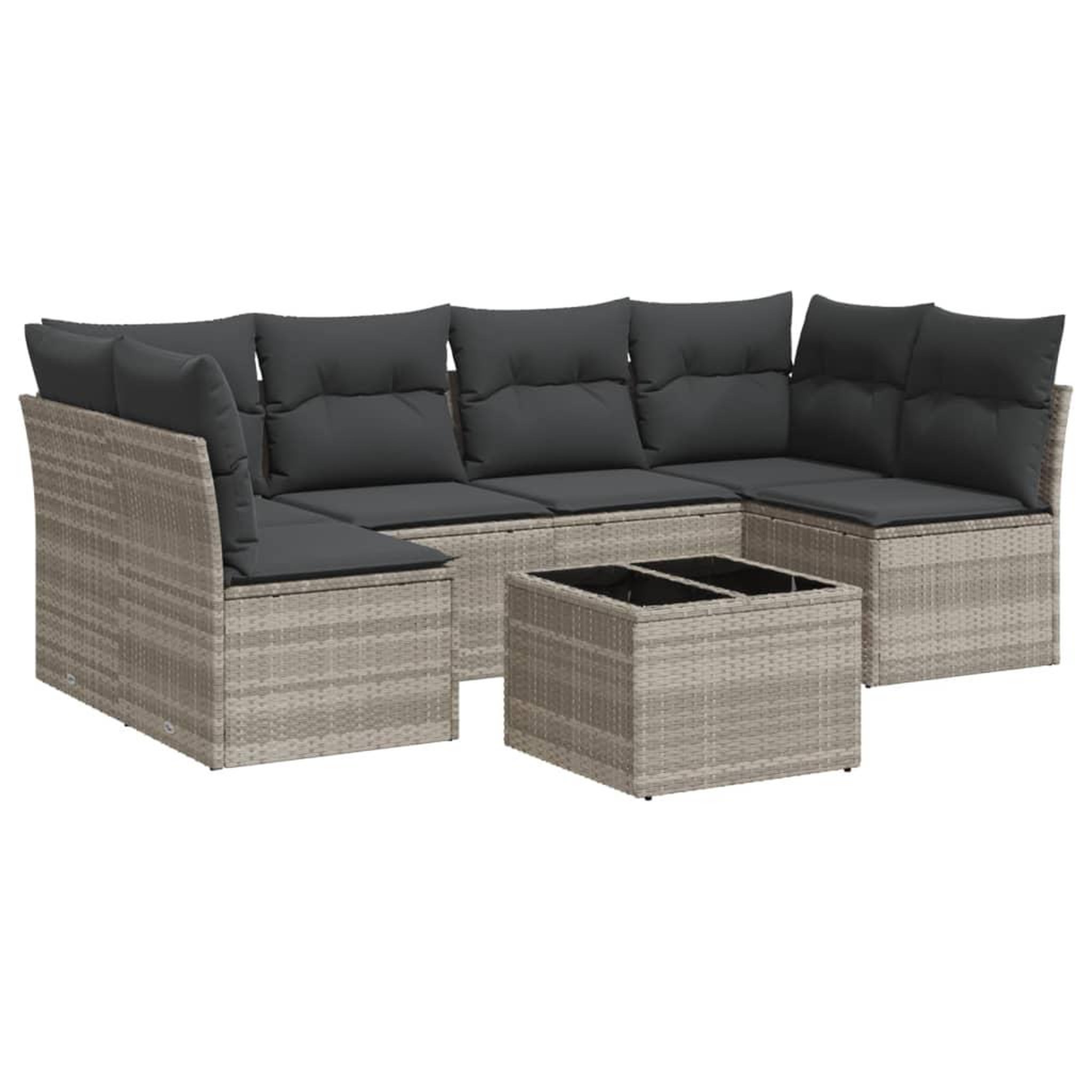 Voir la diapositive 2 : VIDAXL Salon de jardin avec coussins 7 pcs gris clair resine tressee