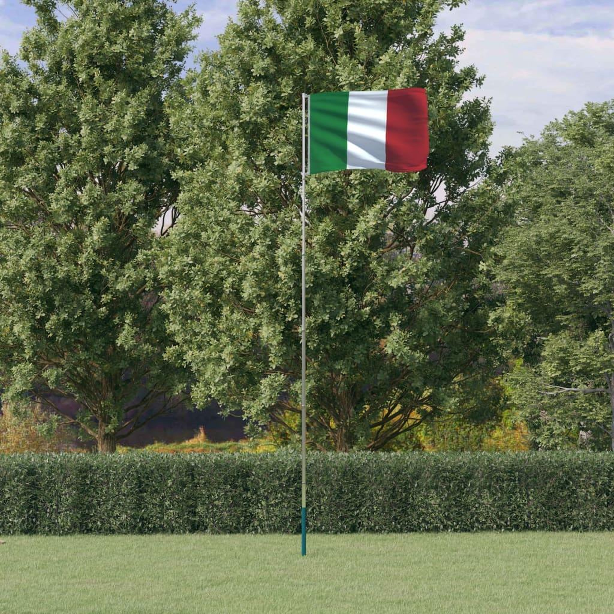 Voir la diapositive 1 : VIDAXL Drapeau de l'Italie et mat 5,55 m Aluminium