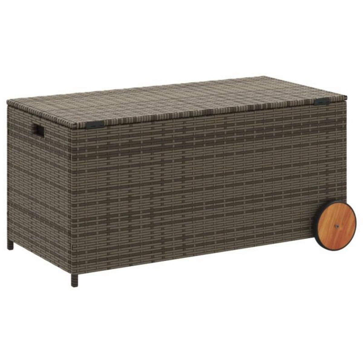 VIDAXL Boîte de rangement de jardin et roues gris 190L résine tressée