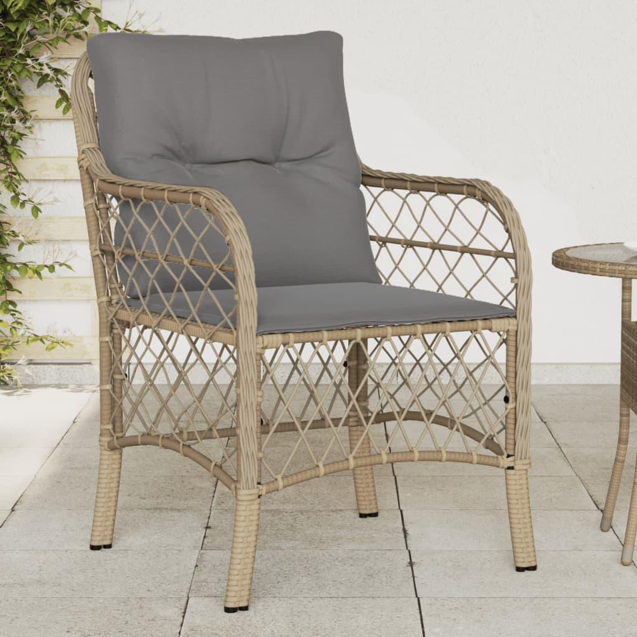 VIDAXL Chaises de jardin avec coussins lot de 2 melange beige rotin