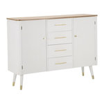 Paris Prix Buffet 2 Portes & 4 Tiroirs en Bois  Matera  117cm Blanc & Naturel