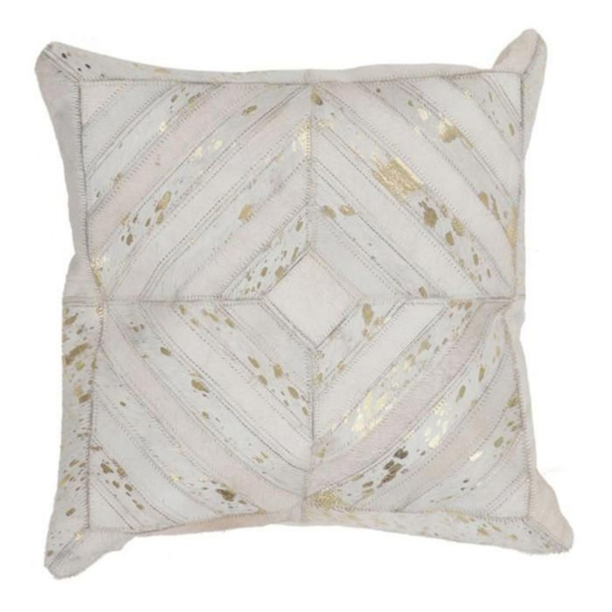 Paris Prix Coussin Design en Cuir  Spark  45x45cm Ivoire & Or