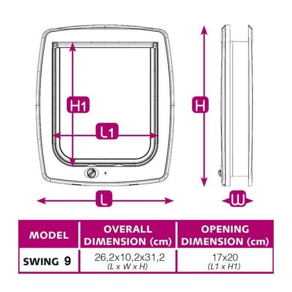 Ferplast FERPLAST Chatiere plastique Swing - 26,2 x 10,2 x 31,2 cm - Blanc - Pour grand chat et petit chien