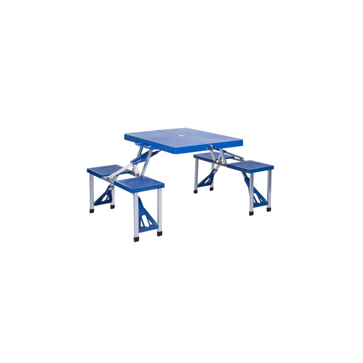 KINGCAMP Table de camping 4 personnes avec banc - Pliable - Bleu