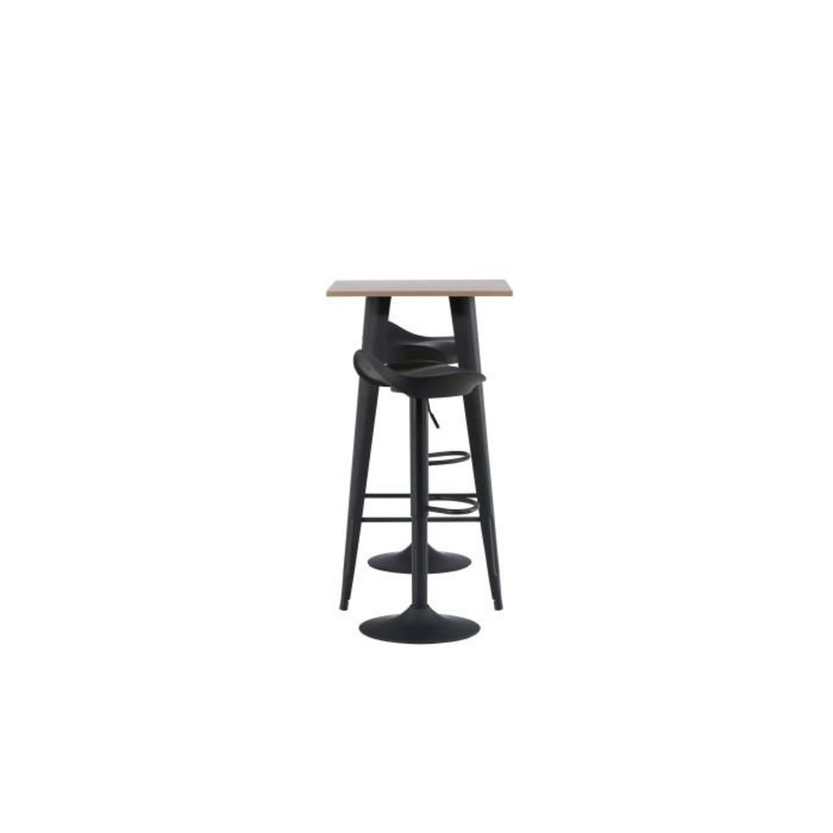 Paris Prix Ensemble Table de Bar & 2 Tabourets  Tempe & Adesto  105cm Noyer & Noir