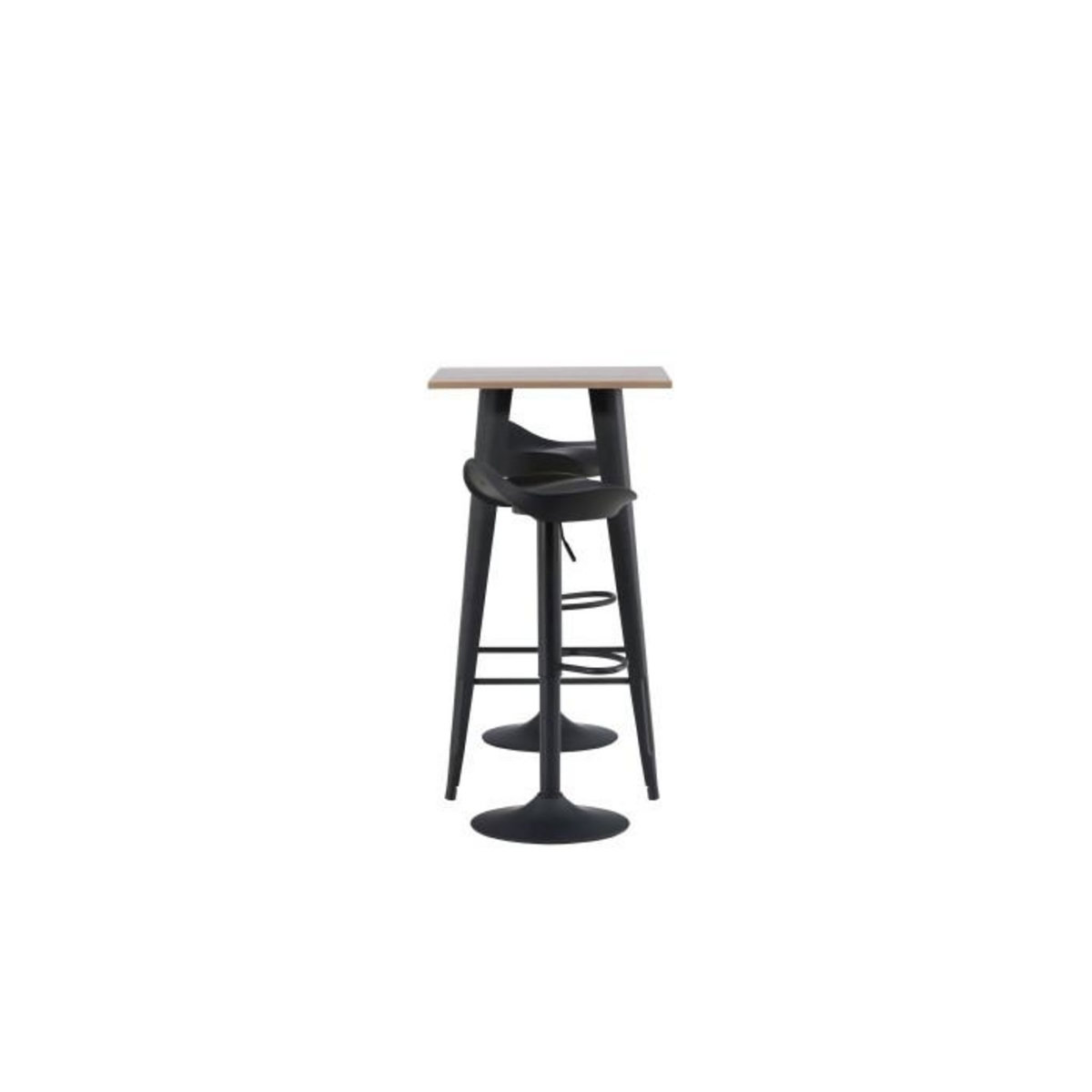 Paris Prix Ensemble Table de Bar & 2 Tabourets  Tempe & Adesto  105cm Noyer & Noir
