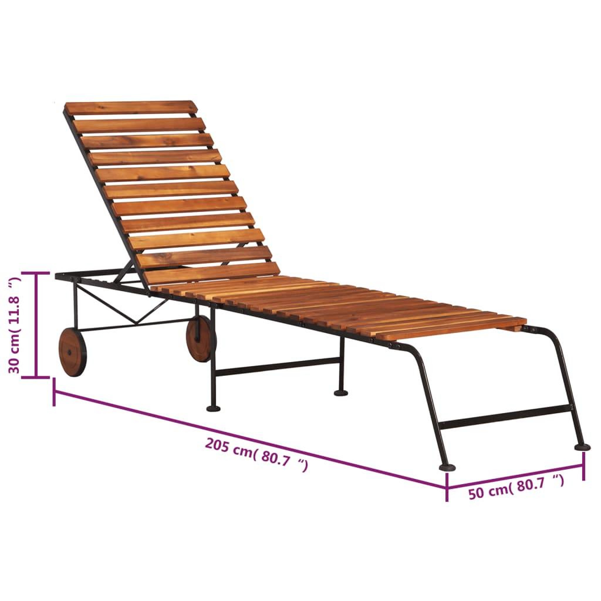 Voir la diapositive 6 : VIDAXL Chaise longue avec pieds en acier bois d'acacia massif