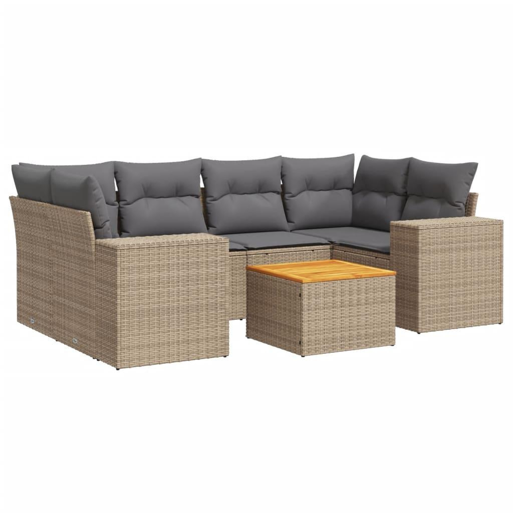 Voir la diapositive 2 : VIDAXL Salon de jardin avec coussins 7 pcs beige resine tressee