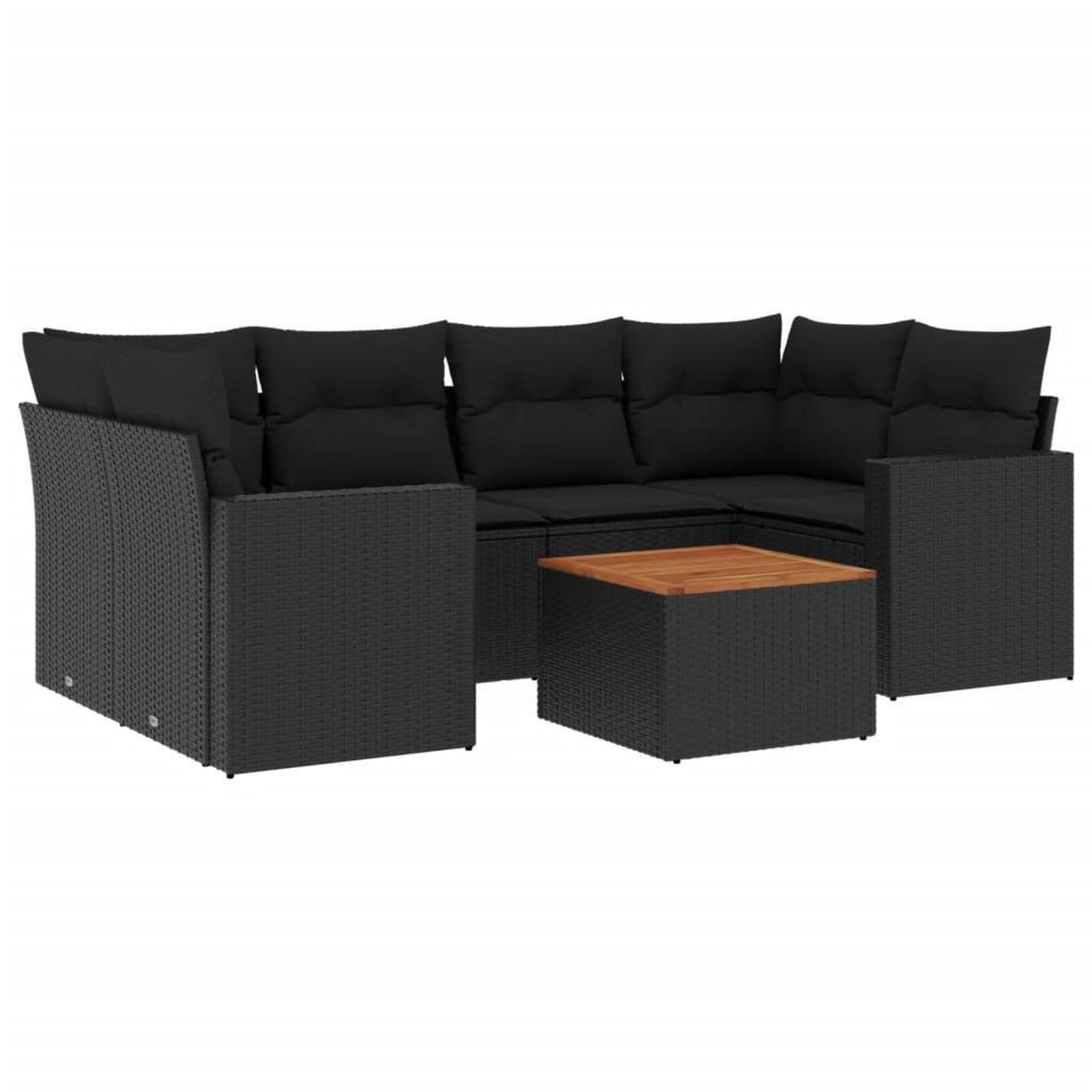 Voir la diapositive 2 : VIDAXL Salon de jardin 7 pcs avec coussins noir resine tressee