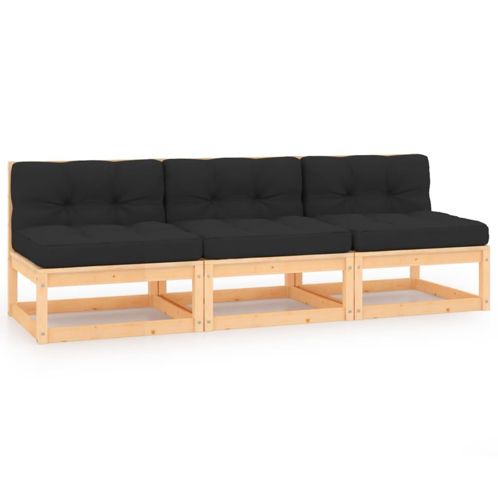 Voir la diapositive 1 : VIDAXL Salon de jardin 3 pcs avec coussins Bois de pin massif
