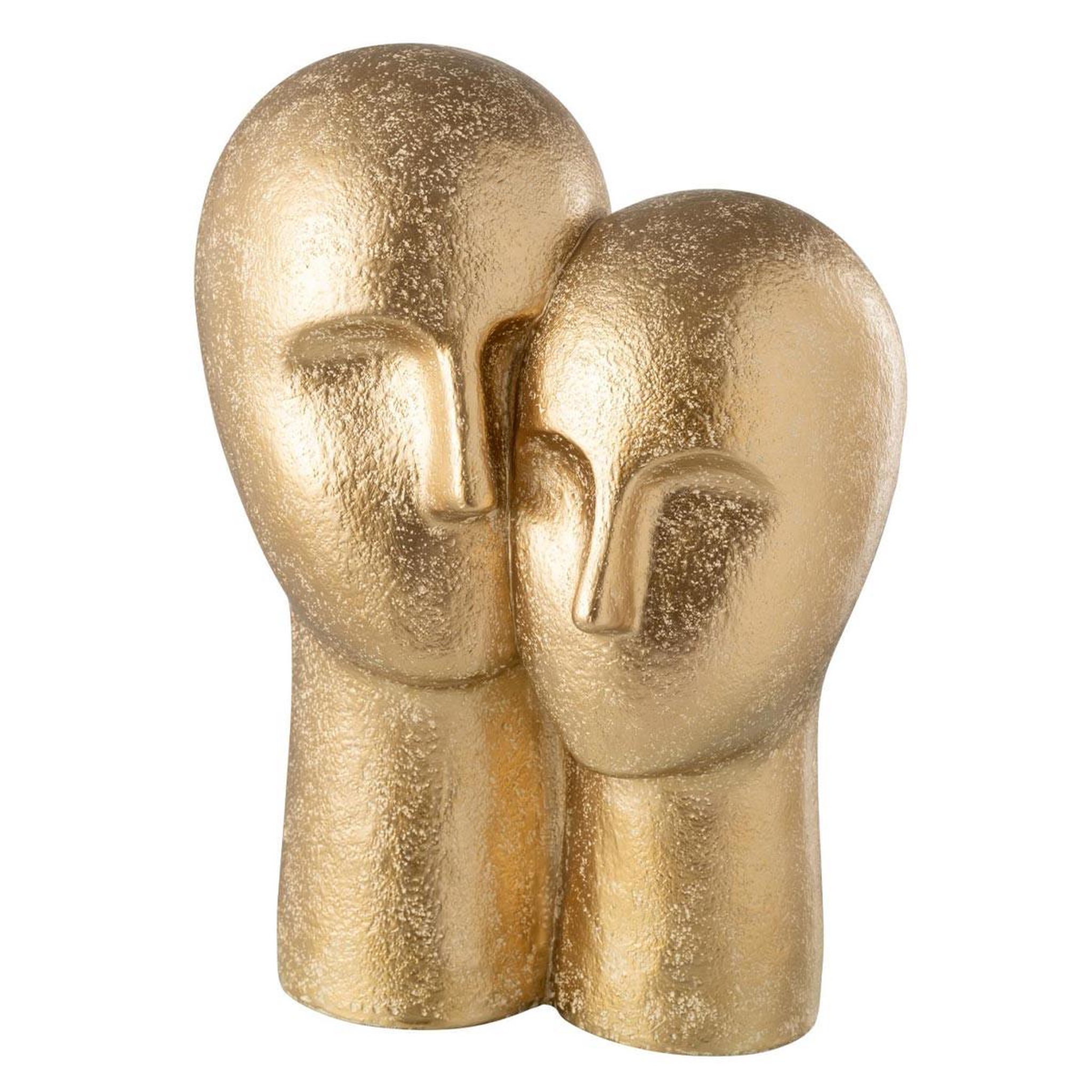J-LINE Statuette en résine  tête couple  42cm or