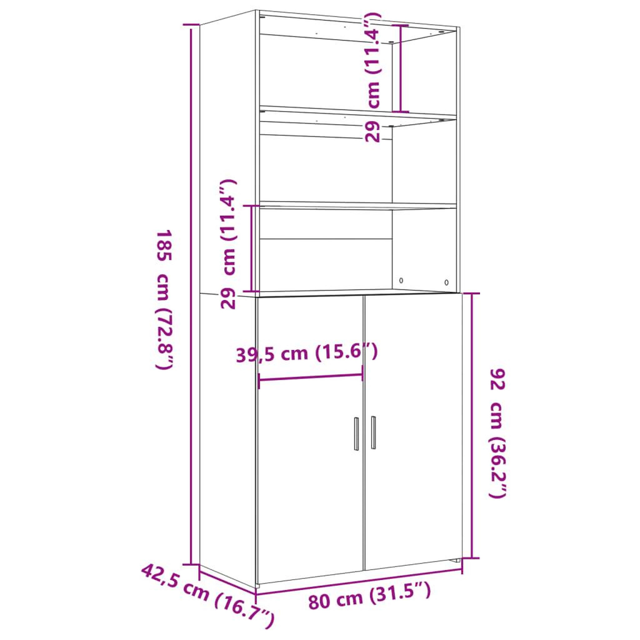 Voir la diapositive 6 : VIDAXL Buffet haut chene sonoma 80x42,5x185 cm bois d'ingenierie
