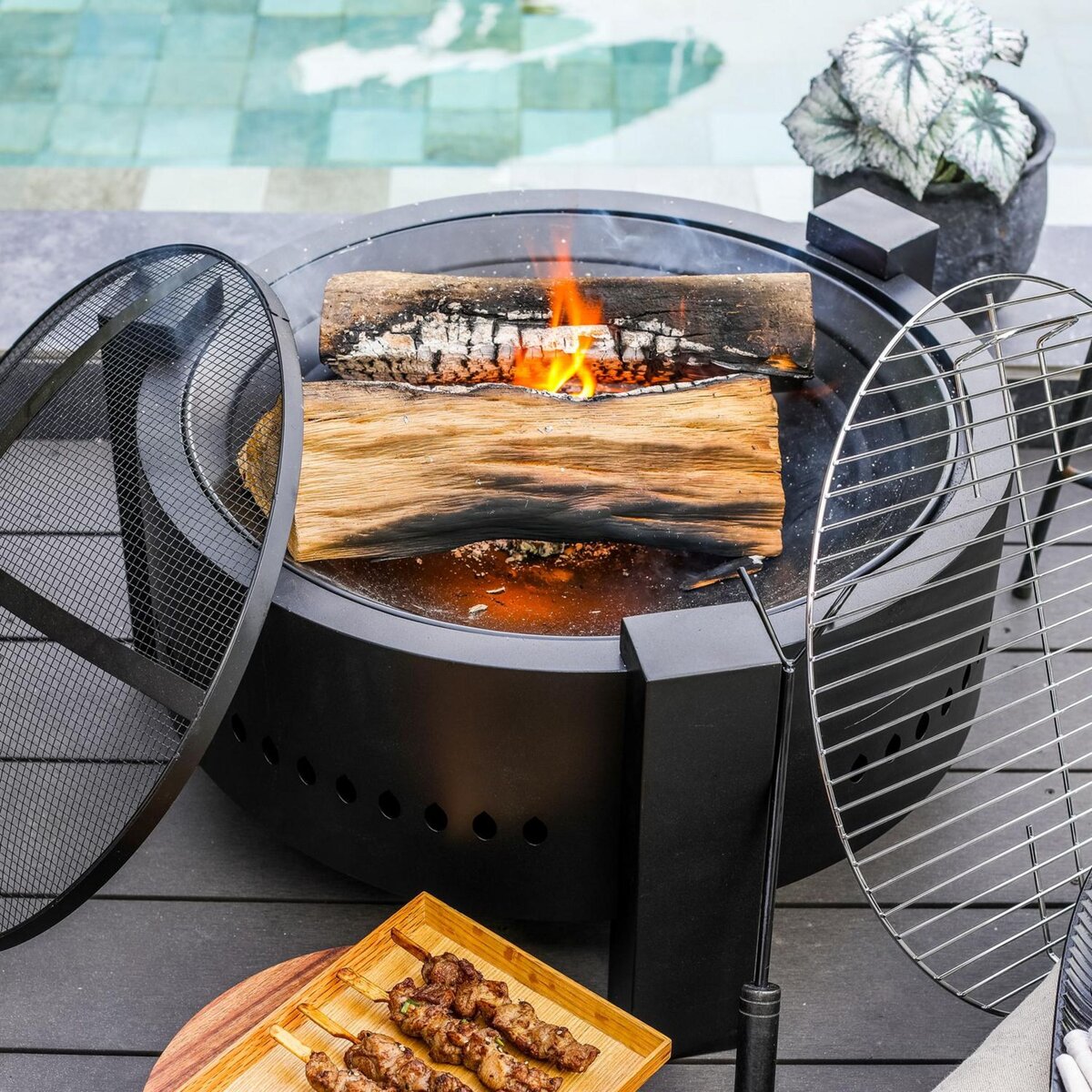 LIVOO Brasero au bois ou au charbon 47.5cm noir - doc286