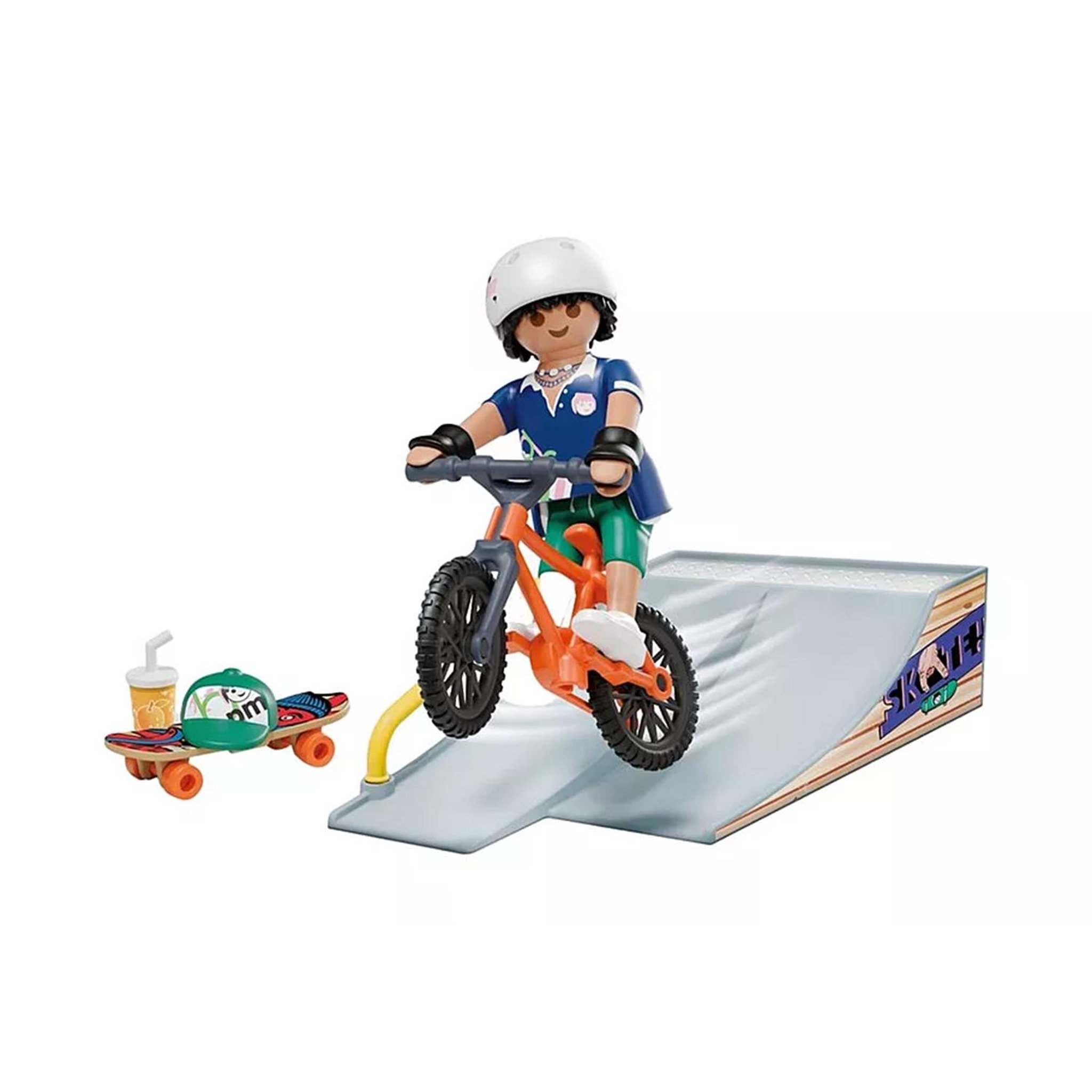 Voir la diapositive 2 : PLAYMOBIL Rider avec rampe, skate et BMX
