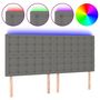 Voir la diapositive 2 : VIDAXL Tete de lit a LED Gris fonce 200x5x118/128 cm Tissu