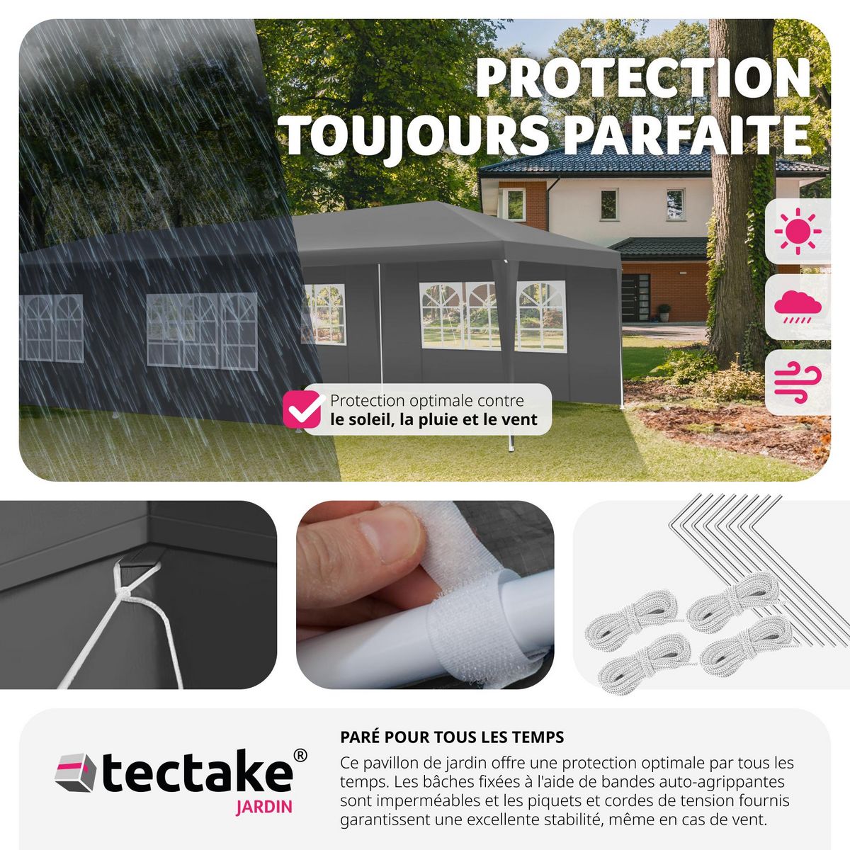 tectake Barnum Elasa 9x3m avec 8 éléments latéraux