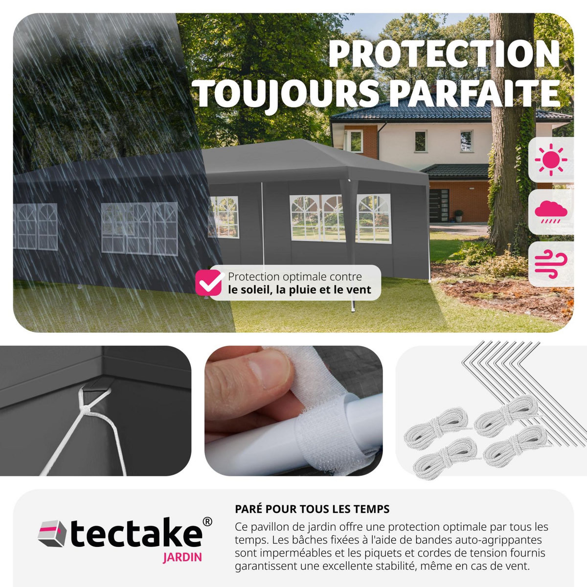 tectake Barnum Elasa 9x3m avec 8 éléments latéraux