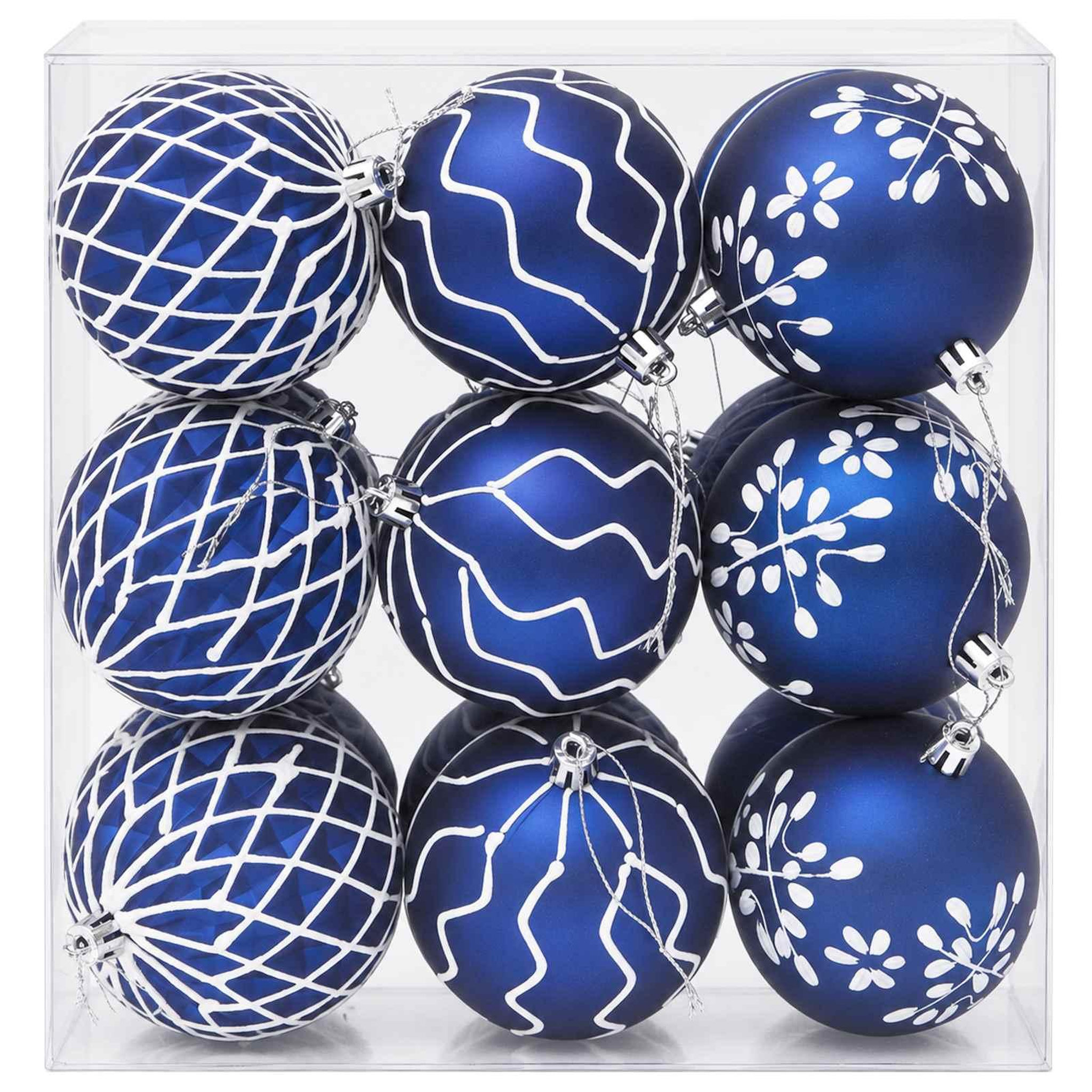 Voir la diapositive 4 : VIDAXL Ensemble de boules de Noël XL 18 pc Bleu et Blanc Diam. 8 cm