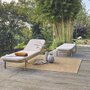 Voir la diapositive 3 : SWEEEK Lot de 2 bains de soleil PUNTA CANA en bois d'acacia. inclinable. déhoussable. coussin beige en polyester