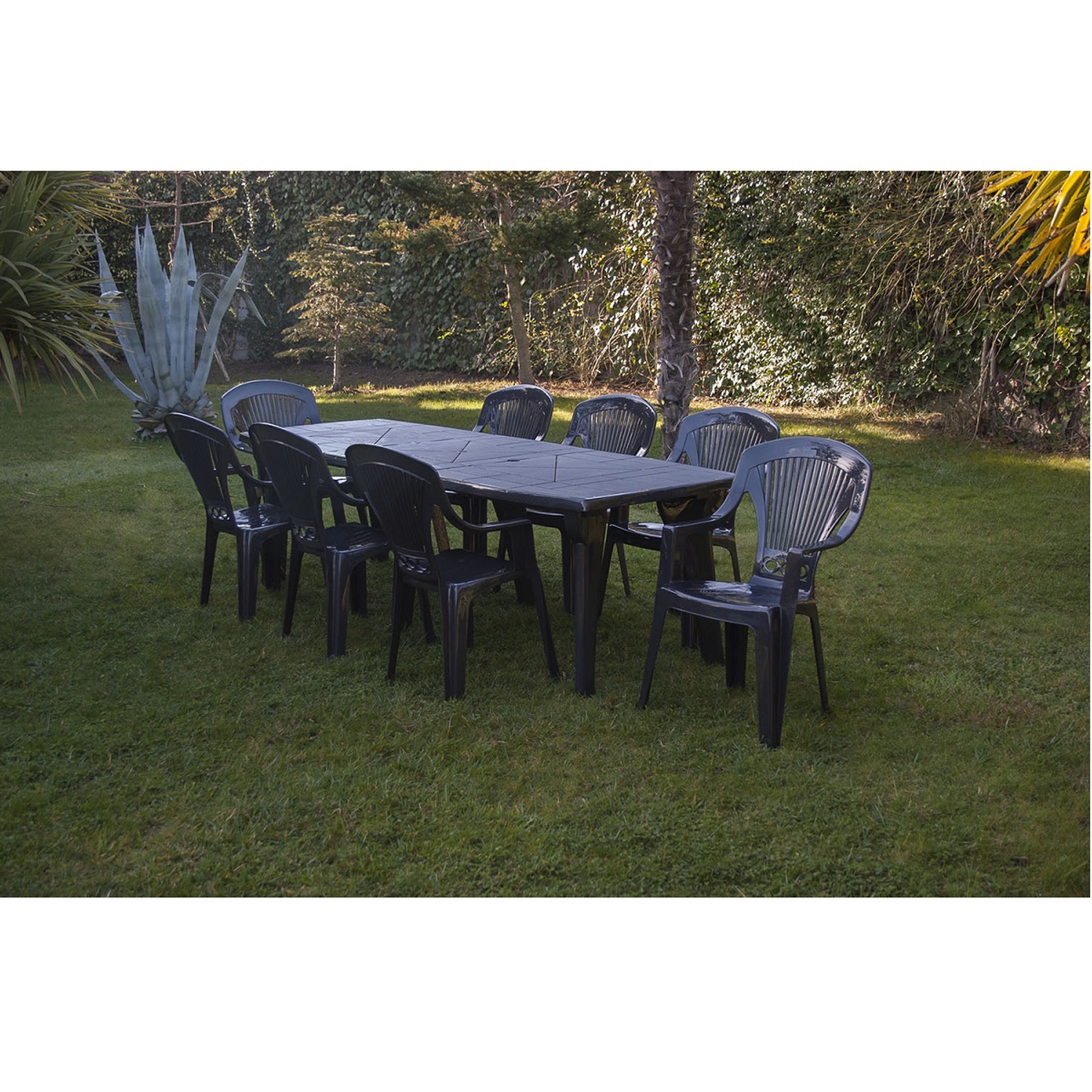 Voir la diapositive 3 : ARETA Salon de jardin - 8 places - Résine - Anthracite - LIPARI 2