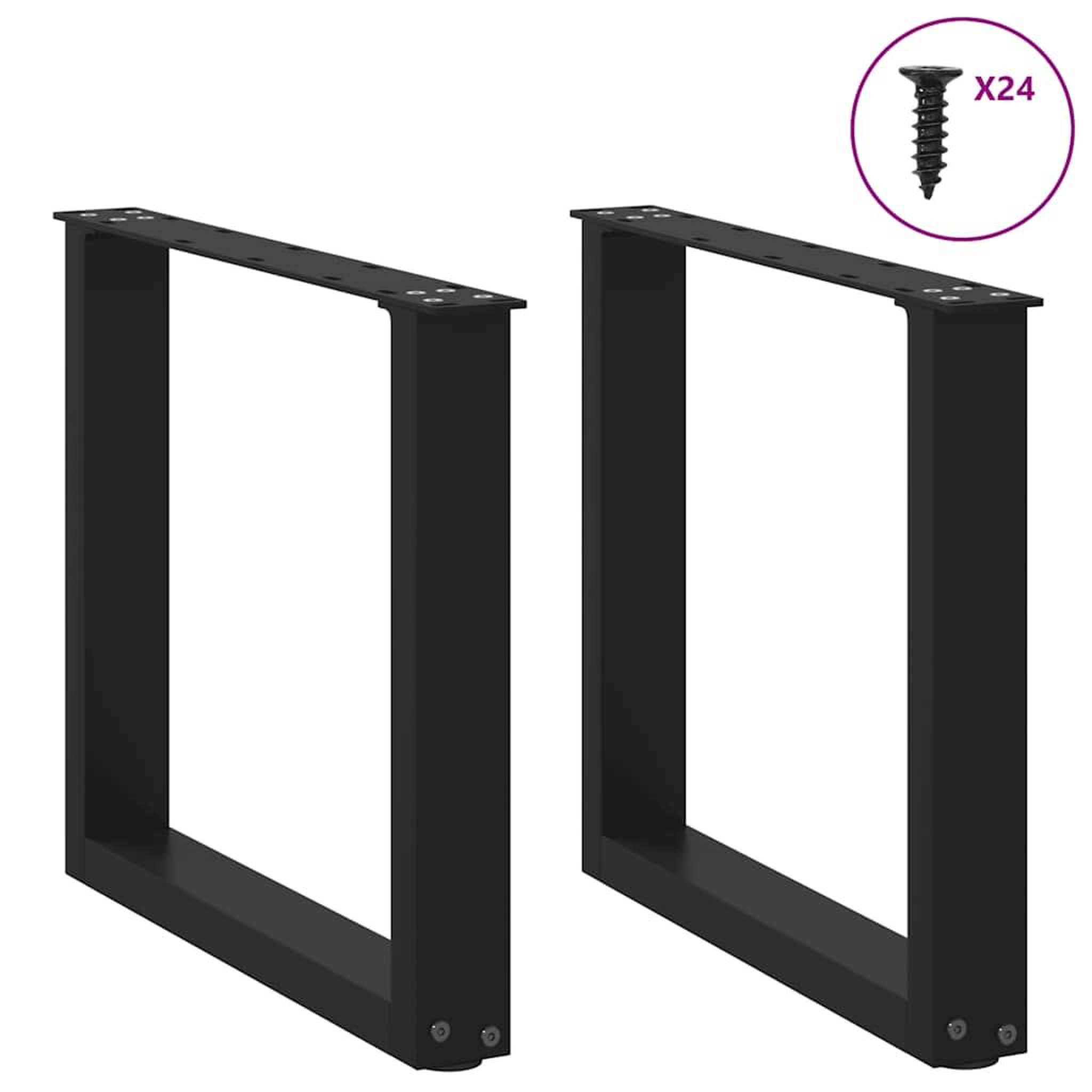Voir la diapositive 3 : VIDAXL Pieds de table basse forme de U 2 pcs noir 50x(42-43) cm acier